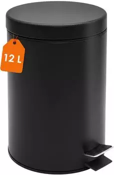 Spetebo Tretmülleimer rund, Edelstahl, schwarz matt, 12L (48522)