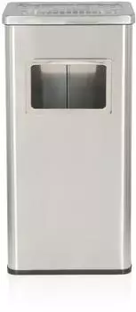 HJH Office CLEAN I Standaschenbecher mit M&uuml;lleimer, Stahlblech, silber (CLEAN I)
