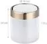 Relaxdays Mini Tischmülleimer Metall 1,5L, weiß/gold