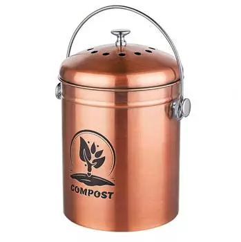 Relaxdays Komposteimer mit Geruchsfilter 5L, kupfer/schwarz