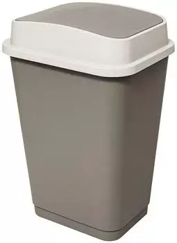Paris Prix Abfalleimer 50L Kunststoff, taupe, mit Deckel