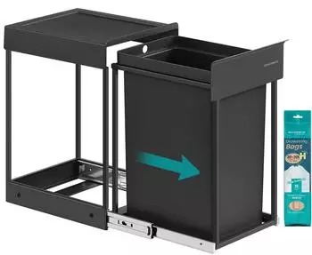Songmics K&uuml;chen-M&uuml;lleimer f&uuml;r Unterschrank, ausziehbar, 20L, schwarz