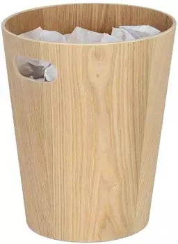 Relaxdays Papierkorb Holz, rund, 7,5L, ohne Deckel (10042712_0)