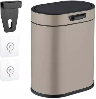 Relaxdays Hängender Mülleimer Wandmontage, 5L, beige, Metall (10049690_127)