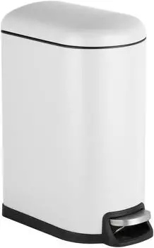 Relaxdays Kosmetikeimer mit Deckel, 10L, Absenkautomatik, wei&szlig;, Metall