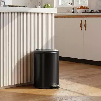 HomCom Treteimer mit Deckel, Soft-Close, Inneneimer, 20L, schwarz