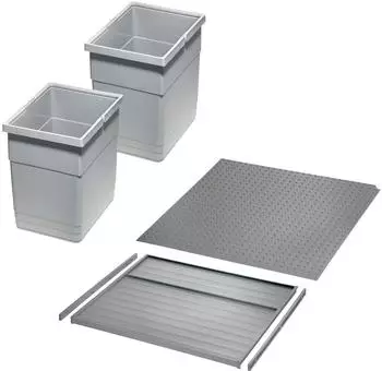 Ninka eins2vier Abfalltrennsystem 2x 13,5L alugrau, KB 450mm, H&ouml;he 275mm