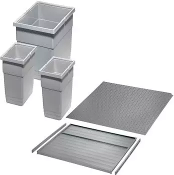 Ninka eins2vier Abfalltrennsystem KB 450mm, 2x 6L + 1x 13,5L, alugrau, Seitenstärke 16mm