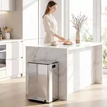 HomCom Mülleimer Küche 2x20L Edelstahl Softclose Treteimer (41.8x36.7x58cm)