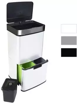 Ribelli Sensor-Mülleimer Edelstahl 4 Fächer 72L, weiß