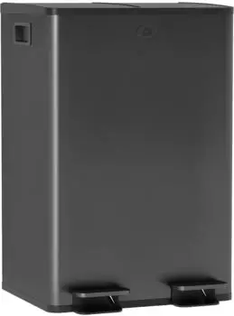HomCom M&uuml;lltrennsystem 2x28L Edelstahl Softclose-Deckel, schwarz (851-033V02BK)
