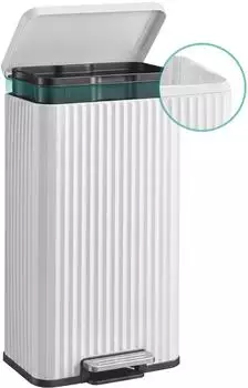 Songmics M&uuml;lleimer mit Pedal, Softclose, Inneneimer, 30L, wei&szlig;