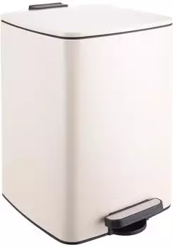 Relaxdays Tretm&uuml;lleimer Metall 20l, beige/schwarz
