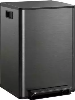 HomCom Doppel-M&uuml;lleimer mit Softclose-Deckel und Pedal, 2x30L, schwarz (851-037V03BK)