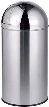 Relaxdays Mülleimer Push-Deckel 50l, Edelstahl, silber
