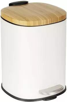 Wenko Fianema Kosmetikeimer 3L wei&szlig;, Metall/Bambus, Easy-Close (26313100)