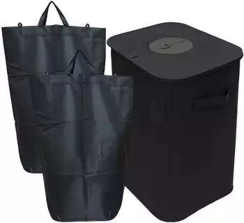 Relaxdays Pfandflaschen-Sammelbehälter 100L, 2 Taschen, schwarz (10052040_46)