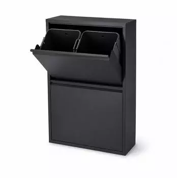 Relaxdays M&uuml;lltrennsystem 4 F&auml;cher 4x18l, Metall, schwarz (93x60x25cm)