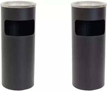 Trutzholm Standaschenbecher mit M&uuml;lleimer 2er-Set, 30L, schwarz, pulverbeschichtet (39434901)