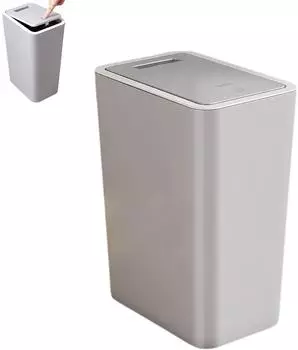 LuxusKollektion Kosmetikeimer schmal mit Deckel, geruchsdicht, 10L, grau
