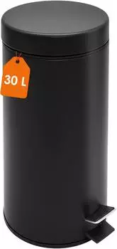Spetebo Tretm&uuml;lleimer rund, Edelstahl, schwarz matt, 30L (48524)