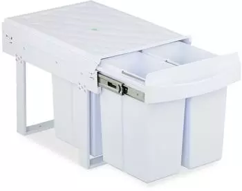Relaxdays Einbaum&uuml;lleimer ausziehbar, 4 F&auml;cher, 4x8l, wei&szlig; (10050786_1720)