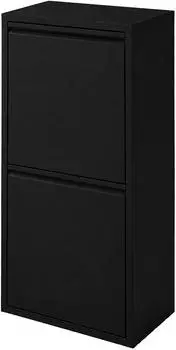 Relaxdays Mülleimer Mülltrennsystem 3 Fächer 40l, schwarz, Metall/Kunststoff