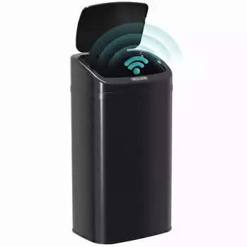 HomCom Sensor-Mülleimer 48L, Edelstahl, schwarz