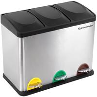 Songmics M&uuml;lleimer LTB45L, silber, aus Edelstahl, 3 x 15 Liter