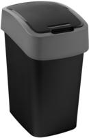 Curved Flip Bin Abfalleimer, Schwarz Und Silber, 9 L