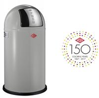 WESCO Abfalleimer Pushboy 50l | M&uuml;lleimer Edelstahlklappe | pulverbeschichteter