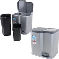 Curver M&uuml;lleimer Duo Pedal Bin, anthrazit, aus Kunststoff, 6 und 15 Liter