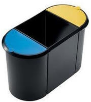 helit H6103598 Papierkorb TRIO-System, oval, PE, schwarz/gelb/blau