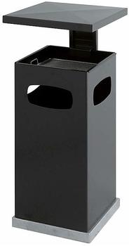 Certeo Abfallsammler für außen mit Aschereinsatz und Schutzdach - Behälterinhalt ca. 38 l - schwarzgrau