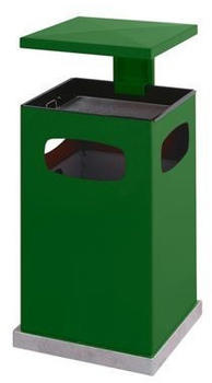 Certeo Abfallsammler für außen mit Aschereinsatz und Schutzdach - Behälterinhalt ca. 80 l - moosgrün