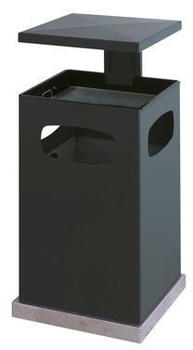 Certeo Abfallsammler für außen mit Aschereinsatz und Schutzdach - Behälterinhalt ca. 80 l - schwarzgrau