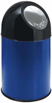 Certeo Abfallsammler PUSH - aus Stahlblech ohne Innenbehälter Volumen 33 Liter - blau