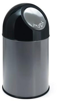 Certeo Abfallsammler PUSH - aus Stahlblech ohne Innenbehälter Volumen 33 Liter - grau