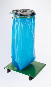 Certeo Business Equipment GmbH Certeo Abfallsackhalter für 120-l-Sack - mit Bodenplatte fahrbar Deckel schwarz