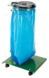 Certeo Business Equipment GmbH Certeo Abfallsackhalter für 120-l-Sack - mit Bodenplatte fahrbar Gestell und Deckel grün