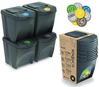 Prosperplast Sortibox Recycling Set 4x25Liter grau