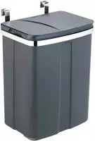 WENKO T&uuml;r-Abfalleimer 12l, grau zum Einh&auml;ngen in Schrank und Schublade 54903100