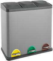 SVITA TC3X20 Treteimer 60 Liter Grau 20L dreifach XXL Abfalleimer 3er-M&uuml;lleimer