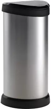 Curver Decobin Mülleimer mit Drücker 40l metallic silber