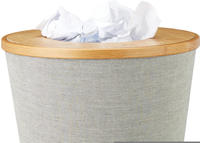 Relaxdays Papierkorb Bambus, runder Abfallkorb mit Inneneimer und magnetisch