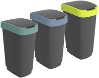 Twist 3 X 25 L Set Di 3 Cestini Per Raccolta Differenziata Coperchi Colorati - Rotho