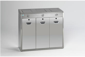 VAR Wertstoffsortiersystem aus Edelstahl, Einwurfklappen, 3x 48 Liter