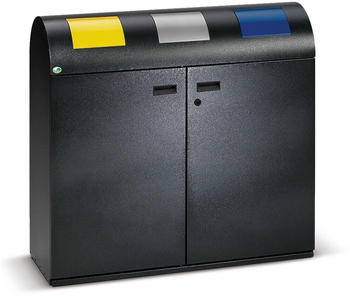 VAR Wertstoffsammler 3x 80 Liter, Doppelfl&uuml;gelt&uuml;r, Korpus antik-silber