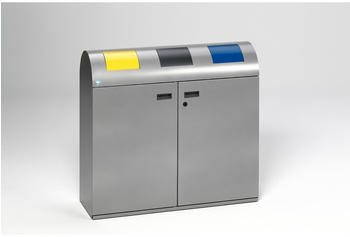 VAR Wertstoffsammler 3x 80 Liter, Doppelflügeltür, Korpus silber