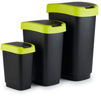 Rotho Twist M&uuml;lleimer 50l mit Deckel, Kunststoff (PP recycelt) , schwarz/gelb, 50l